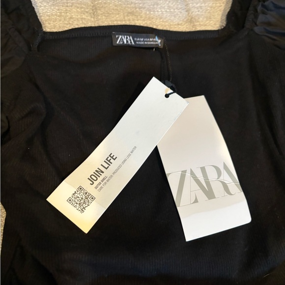 Women's Black Zara Cropped Top - Size Medium NWT - Picture 3 of 13